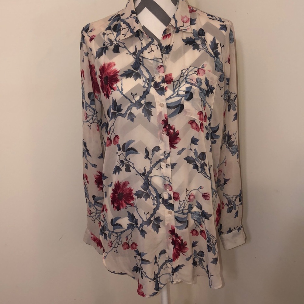 Rue21 sheer floral tunic blouse sz L